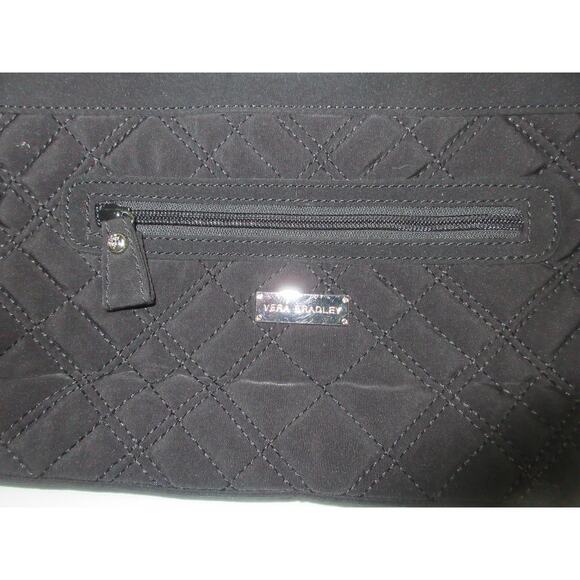 Vera Bradley Black Microfiber Quilted Clutch Bag, Front and Inside Pockets - Picture 4 of 8